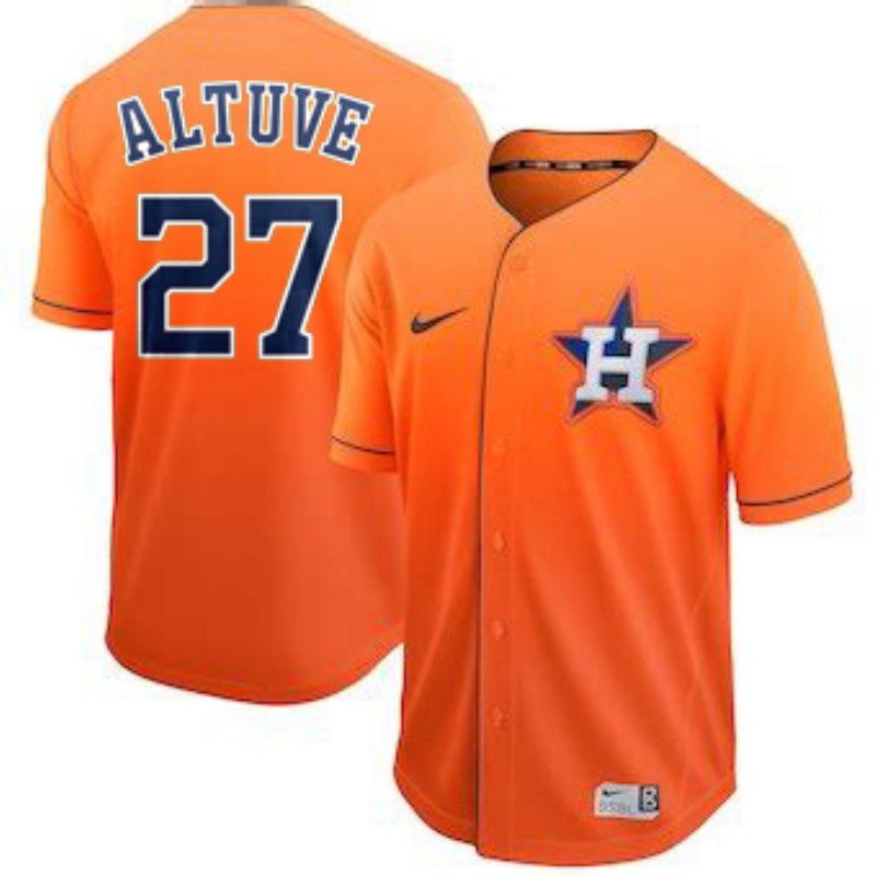 Men Houston Astros #27 Altuve Orange Nike Fade MLB Jersey